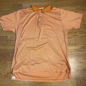 Peter Millar Orange Striped Men's Polo‎ Shirt
